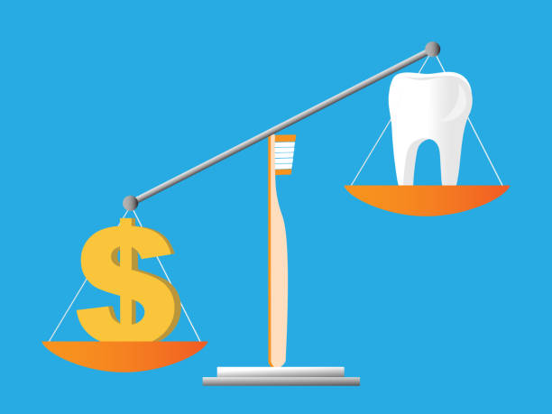 ilustrações de stock, clip art, desenhos animados e ícones de balancing dental costs - human teeth defending dental equipment brushing