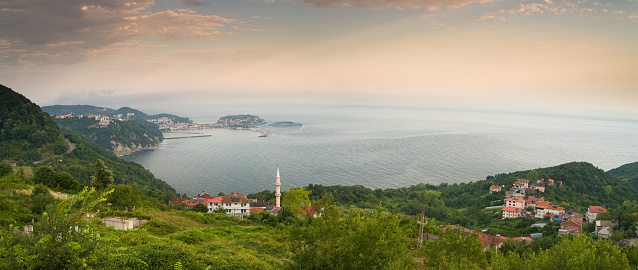 Panoramic top view of Amasra city. The most famous tourist destination on the northern coast of Turkey. Bartin province