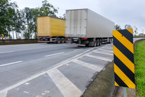istock Warning traffic sign on the highway 1367716525
