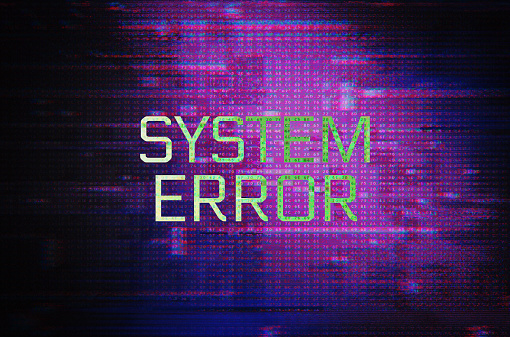 System Error Message On Device Screen With Code And Glitch Effect ...
