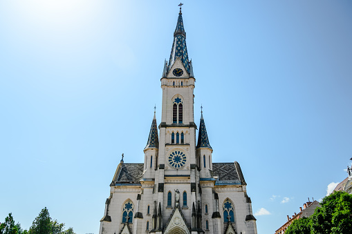 Sacred Heart church in Koszeg, Hungary on a sunny day.