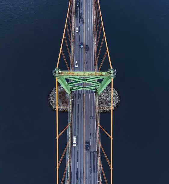 Photo of Aerial View of Suspension Bridge