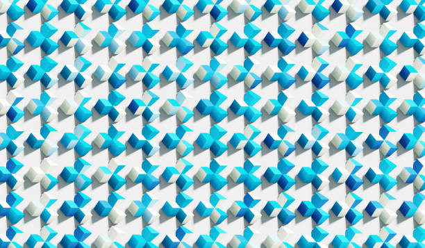 Cube wall. Geometric abstract background made of many rotating cubes. Rendering 3D illustration