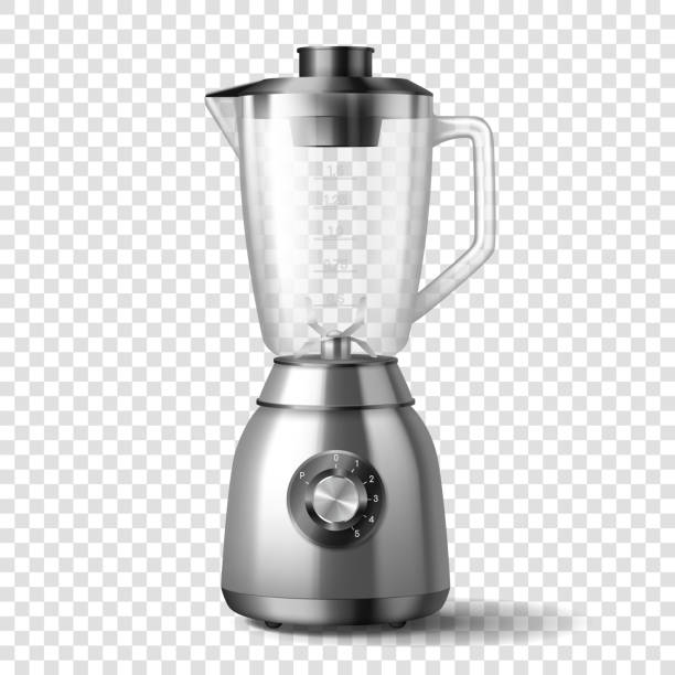 3d realistic electric juicer blender appliance with glass container. Empty kitchenware device vector art illustration