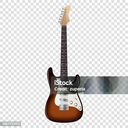 istock Modern electrical guitar. Realistic musical instrument classic design. Music and hobby concept 1367723112