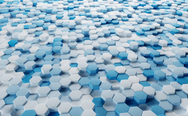 istock Hexagons, rendering 3D illustration. Abstract background, business, science concept. 1367723135