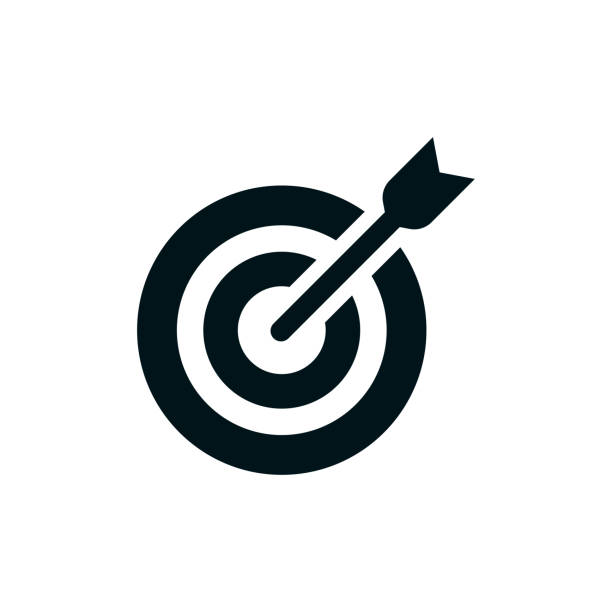 Target Acquisition Solid Icon Target acquisition concept graphic design can be used as icon representations. The vector illustration is monocolor solid style, pixel perfect, suitable for web and print. dartboard stock illustrations