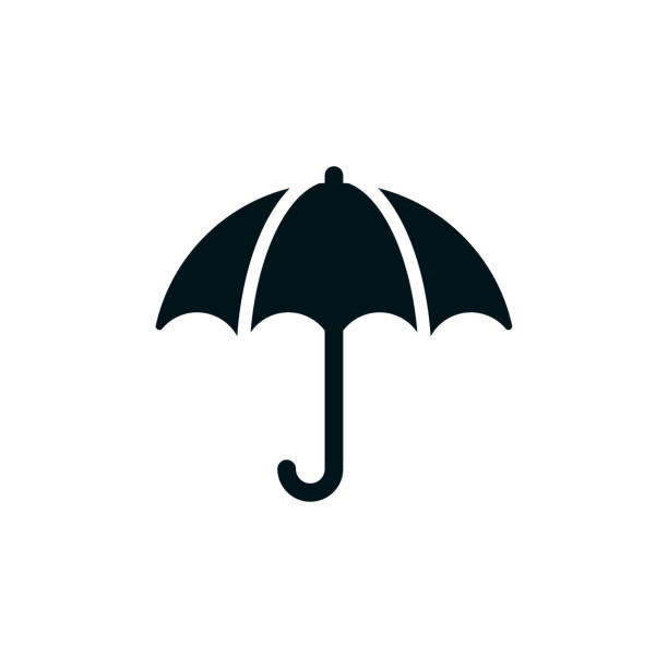 ilustrações, clipart, desenhos animados e ícones de ícone sólido do ato de seguros - umbrella