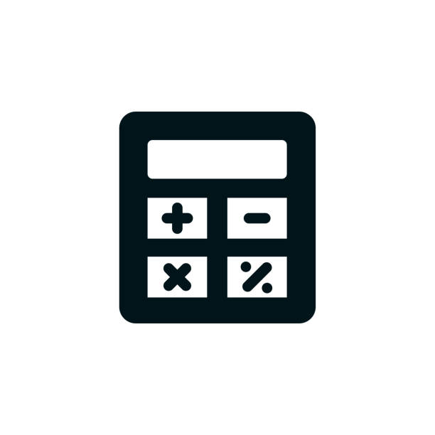 Loan Calculator Solid Icon Loan calculator concept graphic design can be used as icon representations. The vector illustration is monocolor solid style, pixel perfect, suitable for web and print. budget cuts stock illustrations