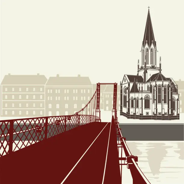 Vector illustration of Saint Georges church in Lyon