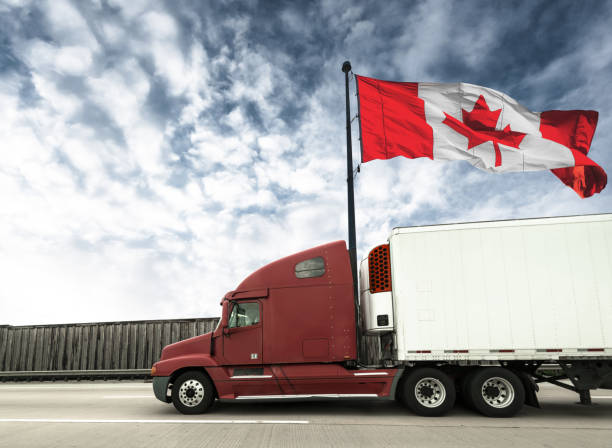 truckers in canada stock photo