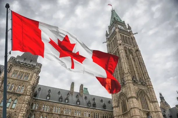 Photo of canadian national flag in ottawa