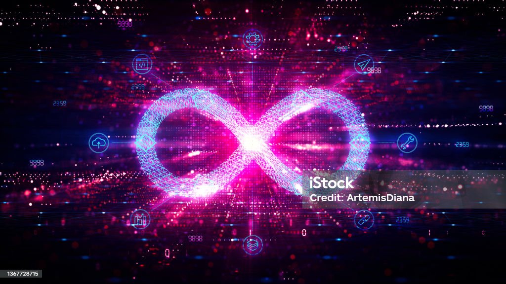 Devops Concept With Infinite Loop On Abstract Technology Background ...