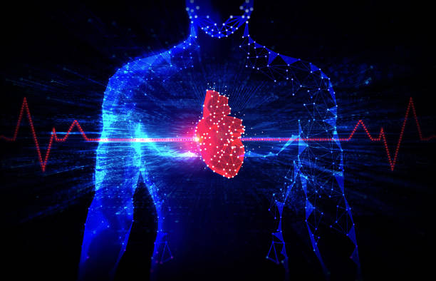 Future Technologies in Cardiology and Healthcare -  Emerging Technologies to Treat Heart Diseases - Electrophysiology Future Technologies in Cardiology and Healthcare -  Emerging Technologies to Treat Heart Diseases - Electrophysiology - Innovation in the Medical Fields - Conceptual Illustration heart rate stock illustrations