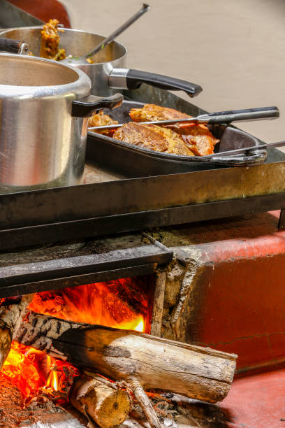 istock Wood burning stove with pans 1367729719