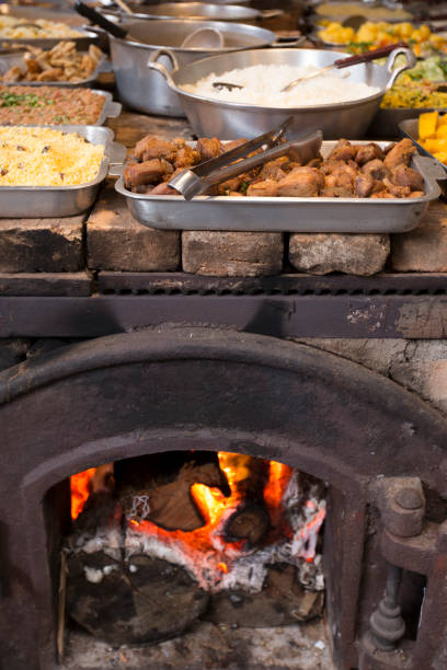istock Wood burning stove with pans 1367729721