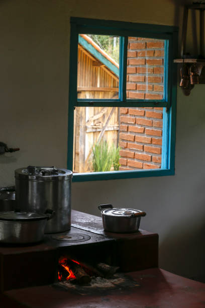 istock Wood burning stove with pans 1367729748