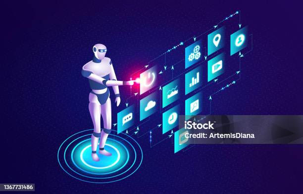 Robotic Process Automation Rpa Business Process Automation Concept 3d Isometric Illustration Stock Illustration - Download Image Now