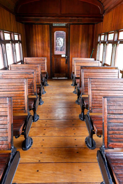 istock Interior of old wagon steam train passengers 1367731555