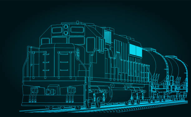 ilustrações, clipart, desenhos animados e ícones de locomotiva com vagões de tanque - freight train