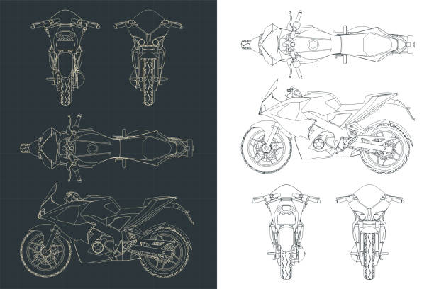 ilustrações, clipart, desenhos animados e ícones de projetos de motocicletas esportivas - motorcycle