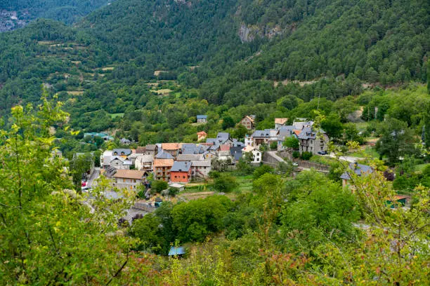 Photo of Saravillo village skyline in the Pyrenees at the Chistau valley in Huesca Aragon Spain