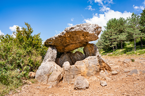 Dolmen de Tella in Pyrenees of Huesca Aragón of Spain in Sobrarbe area