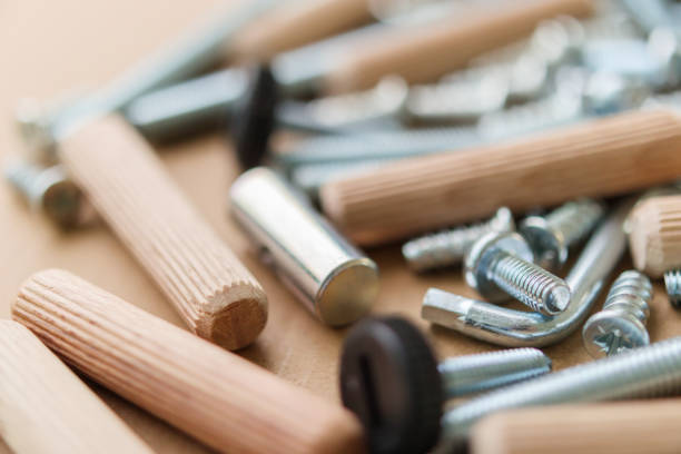 istock Assembly furniture tool kit with screw dowel and bolt 1367742266