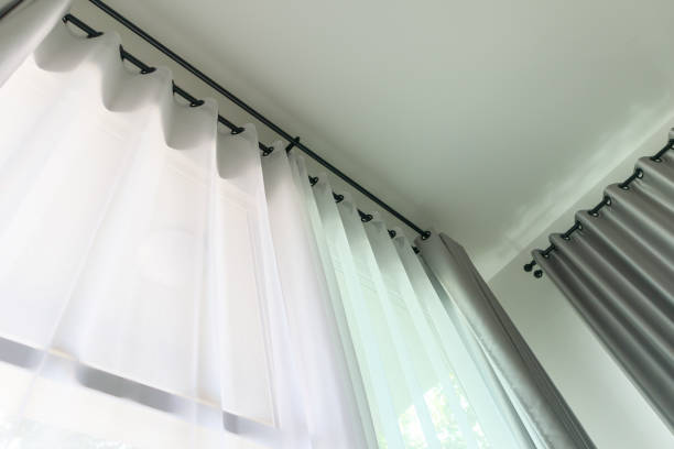 istock Curtain window interior decoration in living room 1367742676