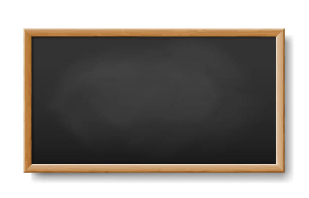 stockillustraties, clipart, cartoons en iconen met rubbed dirty chalkboard. realistic blackboard in wood frame. empty chalkboard for school class - schoolbord