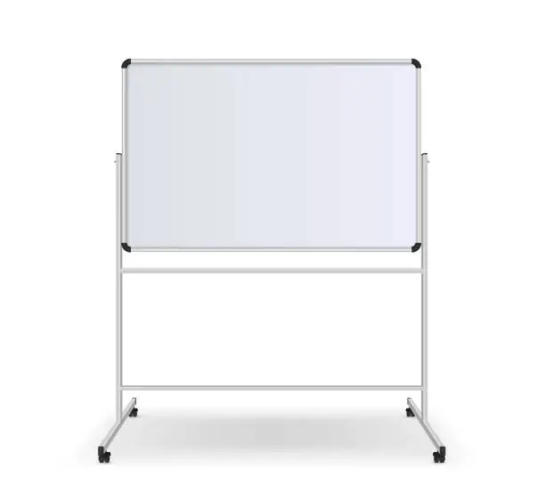 Vector illustration of Realistic blank flip chart with legs isolated on white background. Board banner for presentation