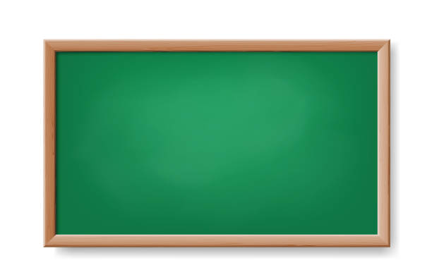 istock Realistic green chalkboard. Board in wood frame isolated. Empty chalk board for school class 1367743911
