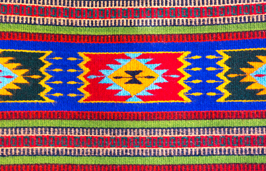 Vibrant Mexican Woven Rug Detail (Close-Up)