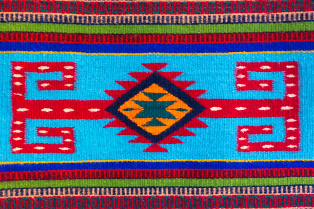 istock Vibrant Mexican Woven Rug Detail (Close-Up) 1367753261