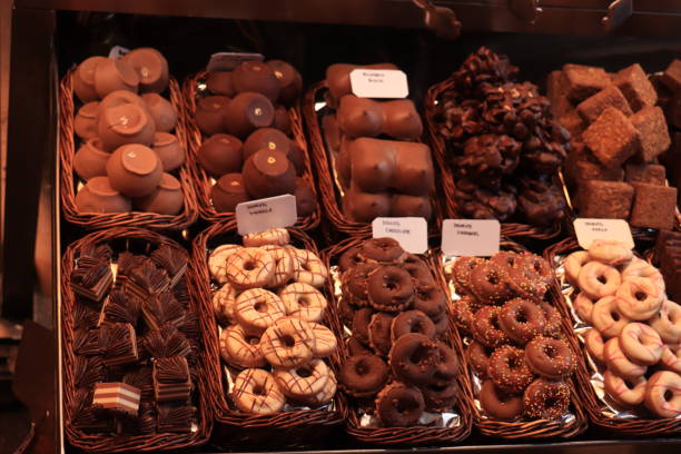 istock Chocolate pralines at a market 1367755236