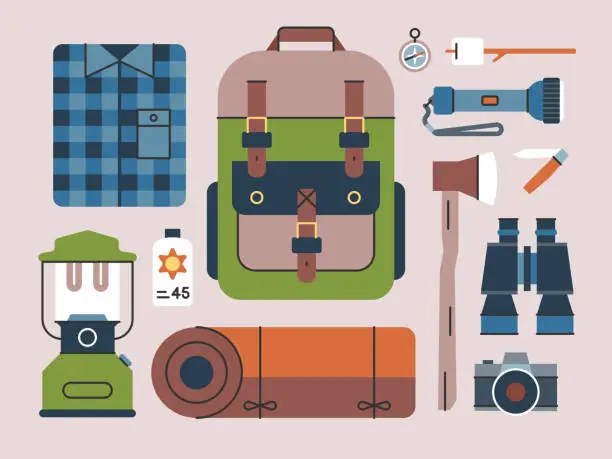 Vector illustration of Camping Gear—Brightline Series