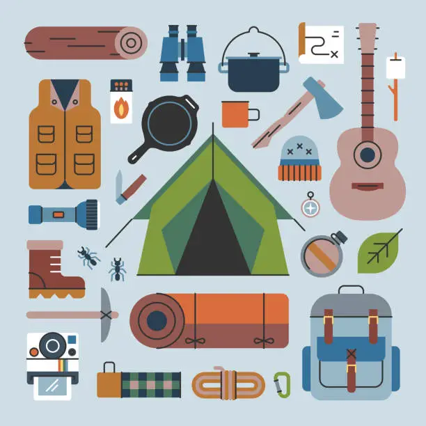 Vector illustration of Camping Gear—Brightline Series