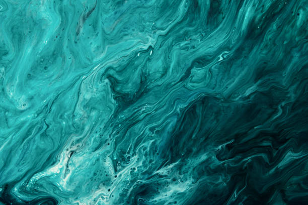 istock Fluid Art. Liquid dark turquoise abstract drips and wave. Marble effect background or texture 1367765058