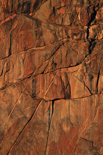 A climber tackling the vertical walls of the Black Canyon of the Gunnison National Park, Colorado, USA