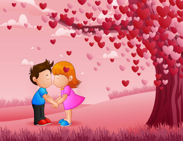 Cartoon Of A Couple Kissing Romantic Love Scenery Stock Photos, Pictures &  Royalty-Free Images - iStock