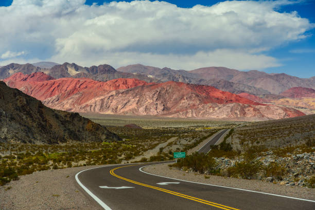 Ruta 7 the road between Chile and Argentina through Cordillera de Los Andes - Mendoza Province, Argentina
