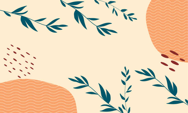 ilustrações de stock, clip art, desenhos animados e ícones de hand drawn minimal background with leaf shapes - leaf paper autumn textured