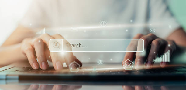 istock Hand using laptop and press screen to search Browsing on the Internet online. 1367770371