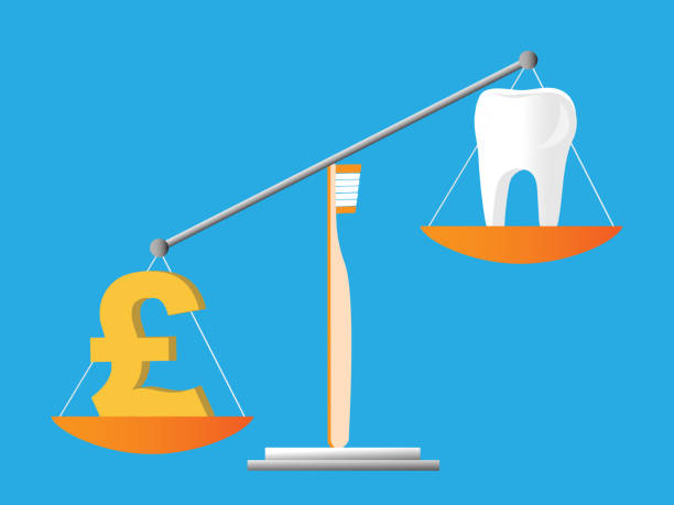 ilustrações de stock, clip art, desenhos animados e ícones de balancing dental costs - human teeth defending dental equipment brushing