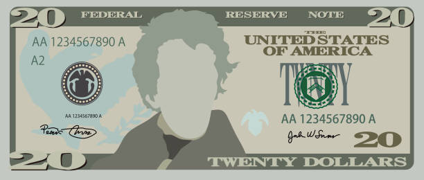 illustrazioni stock, clip art, cartoni animati e icone di tendenza di banconota da 20 dollari usa - twenty dollar bill illustrations