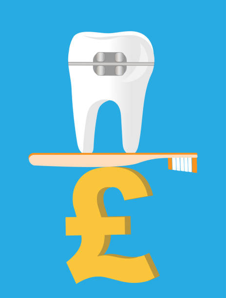 ilustrações de stock, clip art, desenhos animados e ícones de cost of braces - human teeth defending dental equipment brushing