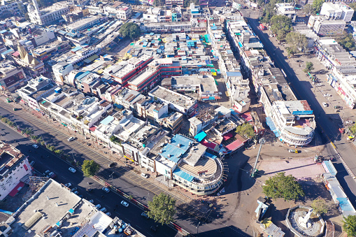 Aerial view of urban settlements in india