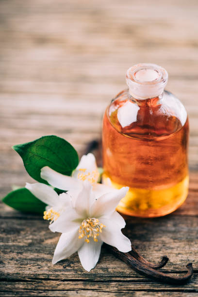 istock Essential oil with jasmine flower and vanilla 1367780837