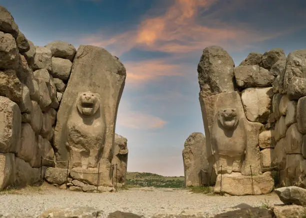 The Lion Gate in the south west of Hattusa. The capital of the Hittite Civilization. Bogazkale antic ruins of Turkey’s Black Sea Region. Turkey's most important travel destinations. Corum, Turkey