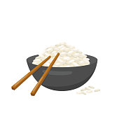 istock Rice bowl with chopsticks. 1367784511